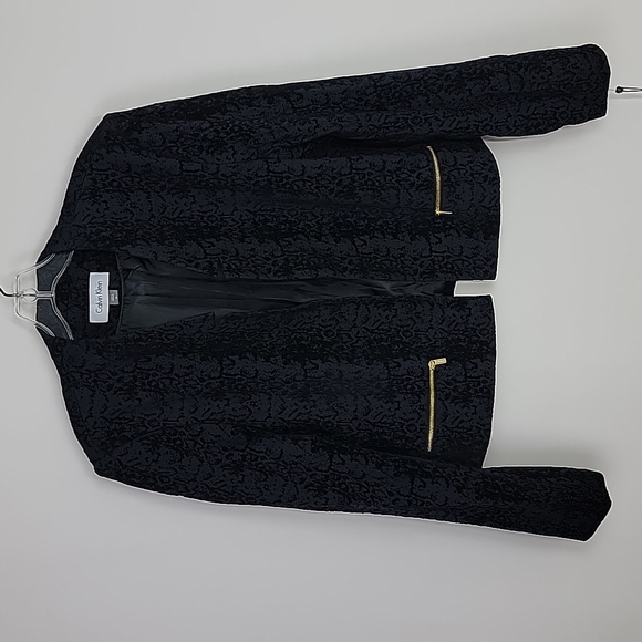 NWT. Calvin Klein velour open front patterned open front blazer size 12 - Picture 1 of 11